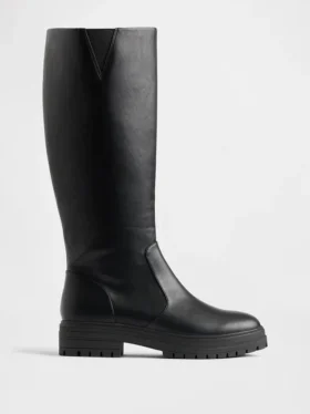 Hohe Stiefel aus veganem Leder mit Profilsohle