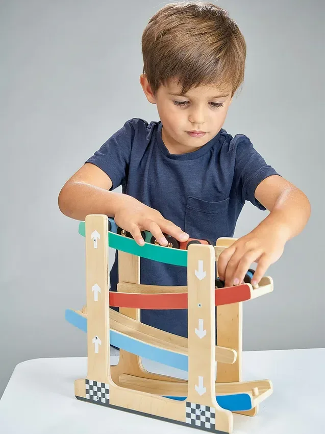 Holz-Rennbahn-Spielzeug für Kleinkinder