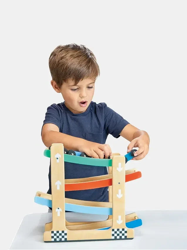 Holz-Rennbahn-Spielzeug für Kleinkinder