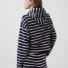 Hoodie aus Frottee mit Reißverschluss und übergroßen Streifen