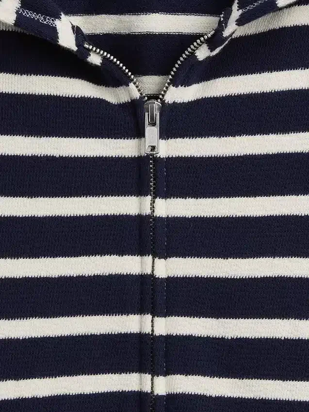 Hoodie aus Frottee mit Reißverschluss und übergroßen Streifen