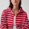 Hoodie aus Frottee mit Reißverschluss und übergroßen Streifen