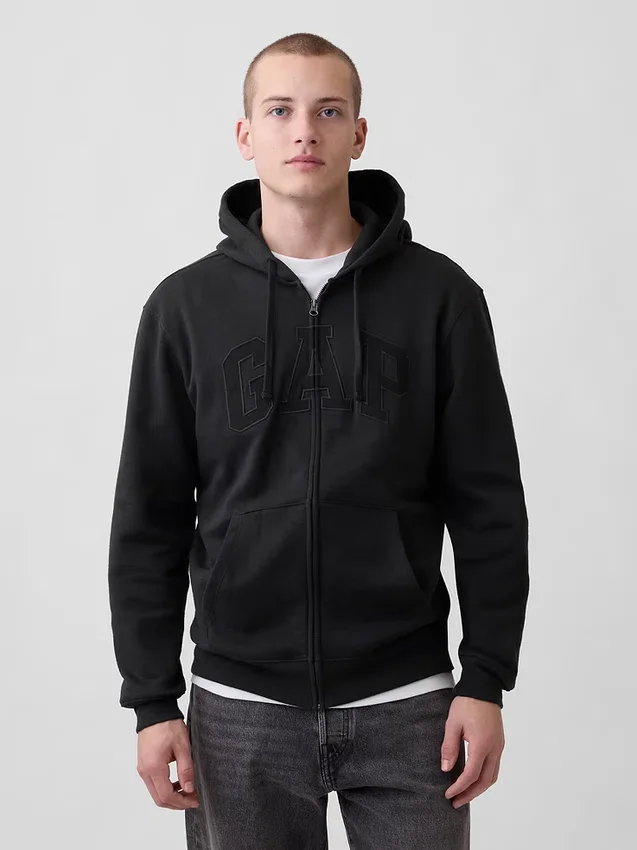Hoodie mit Reißverschluss und „Vintagesoft Arch Logo“ für Erwachsene