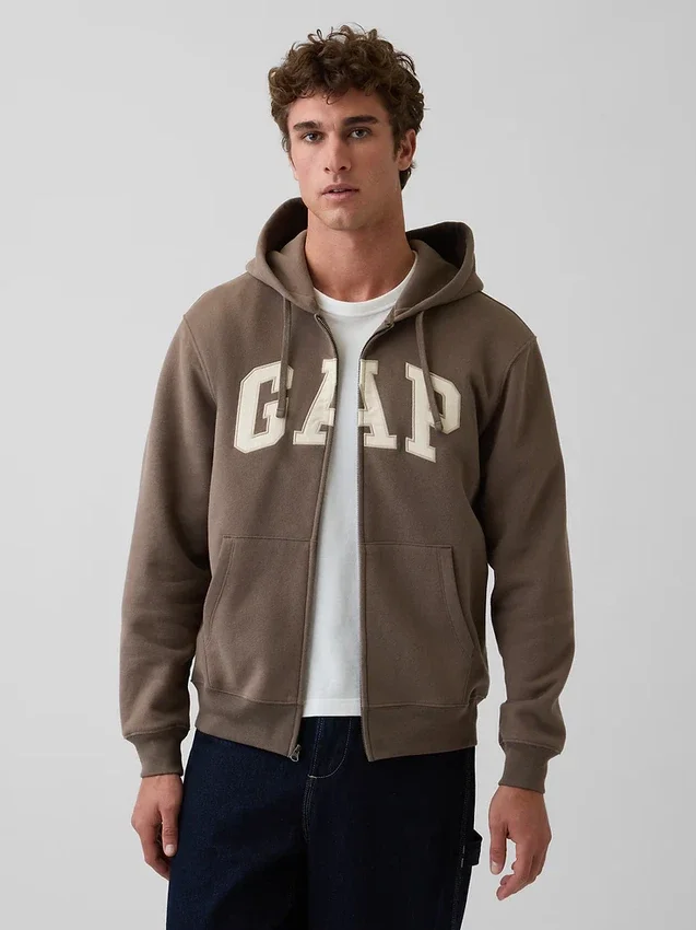 Hoodie mit Reißverschluss und „Vintagesoft Arch Logo“ für Erwachsene