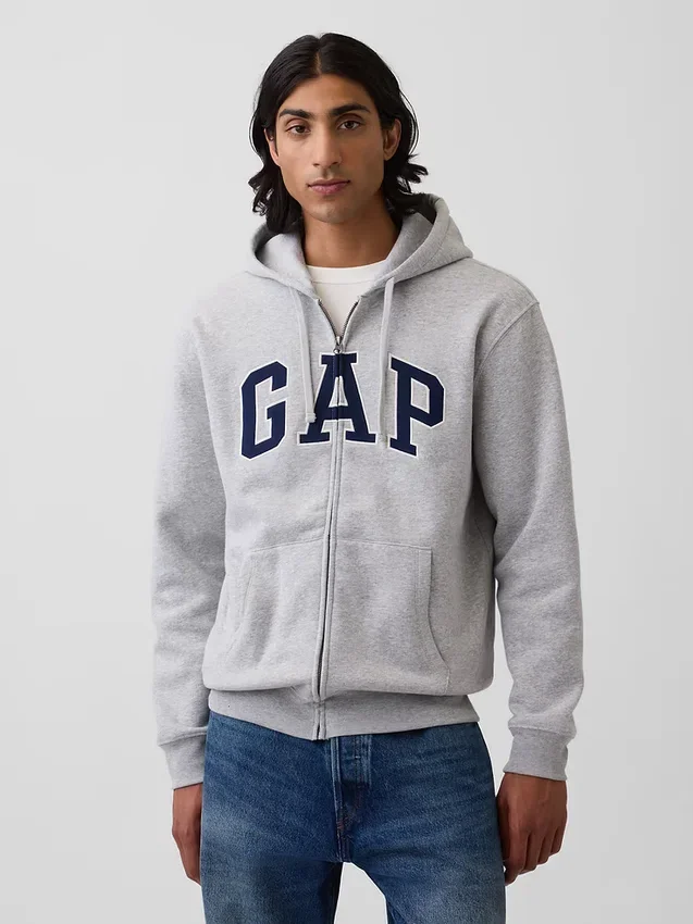 Hoodie mit Reißverschluss und „Vintagesoft Arch Logo“ für Erwachsene