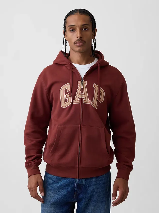 Hoodie mit Reißverschluss und „Vintagesoft Arch Logo“ für Erwachsene