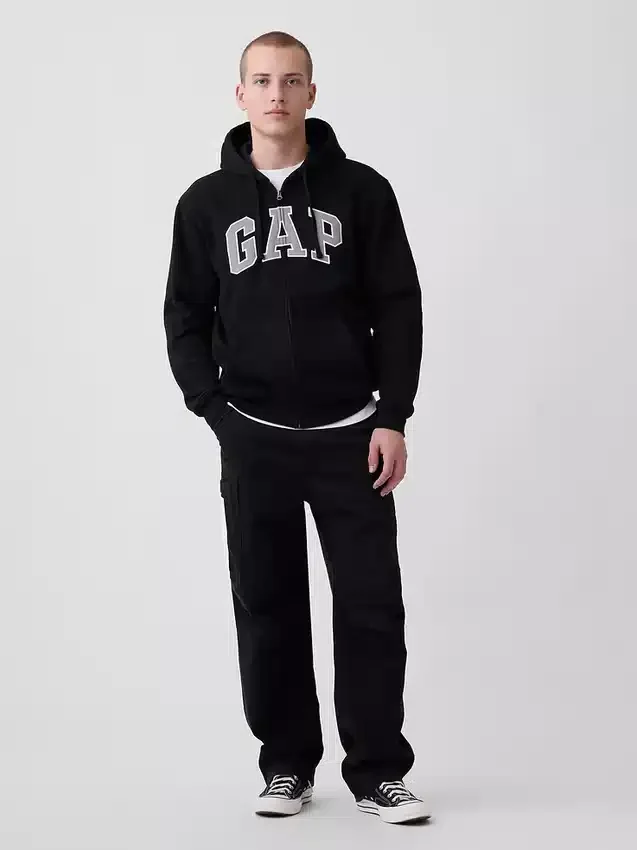 Hoodie mit Reißverschluss und „Vintagesoft Arch Logo“ für Erwachsene