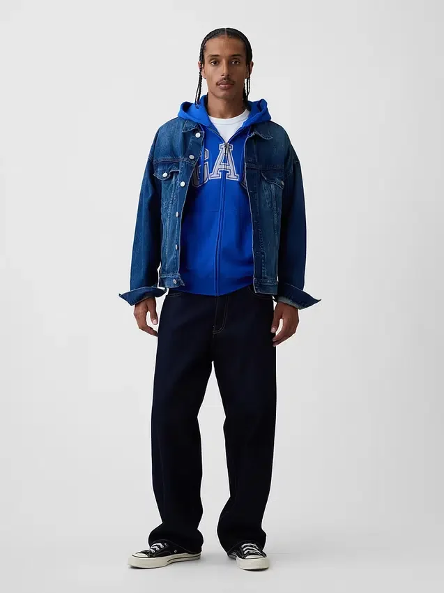 Hoodie mit Reißverschluss und „Vintagesoft Arch Logo“ für Erwachsene
