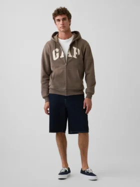 Hoodie mit Reißverschluss und „Vintagesoft Arch Logo“ für Erwachsene