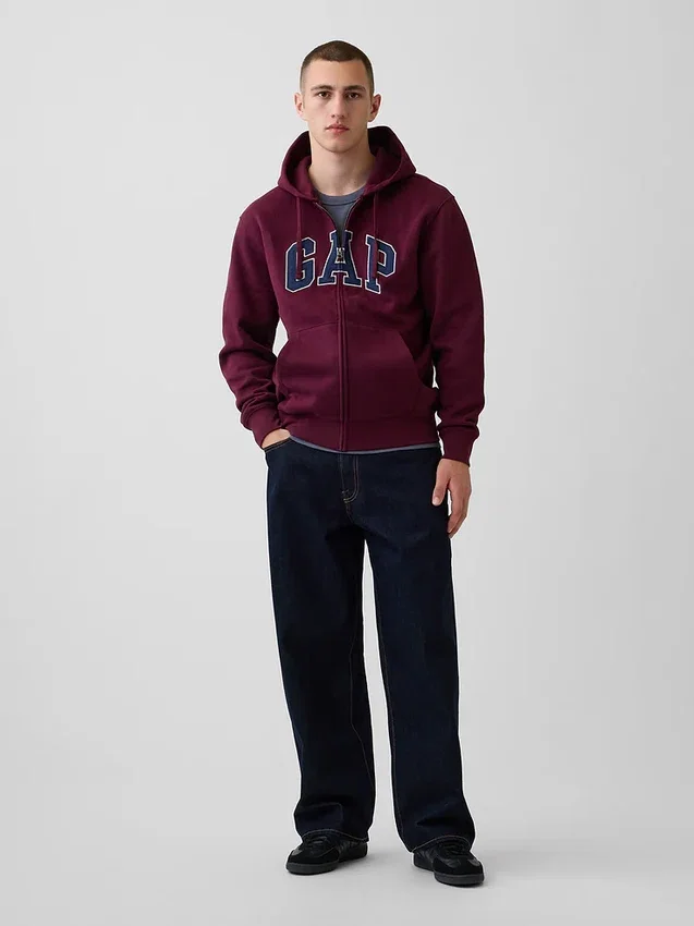 Hoodie mit Reißverschluss und „Vintagesoft Arch Logo“ für Erwachsene