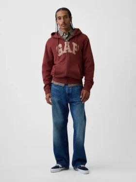 Hoodie mit Reißverschluss und „Vintagesoft Arch Logo“ für Erwachsene
