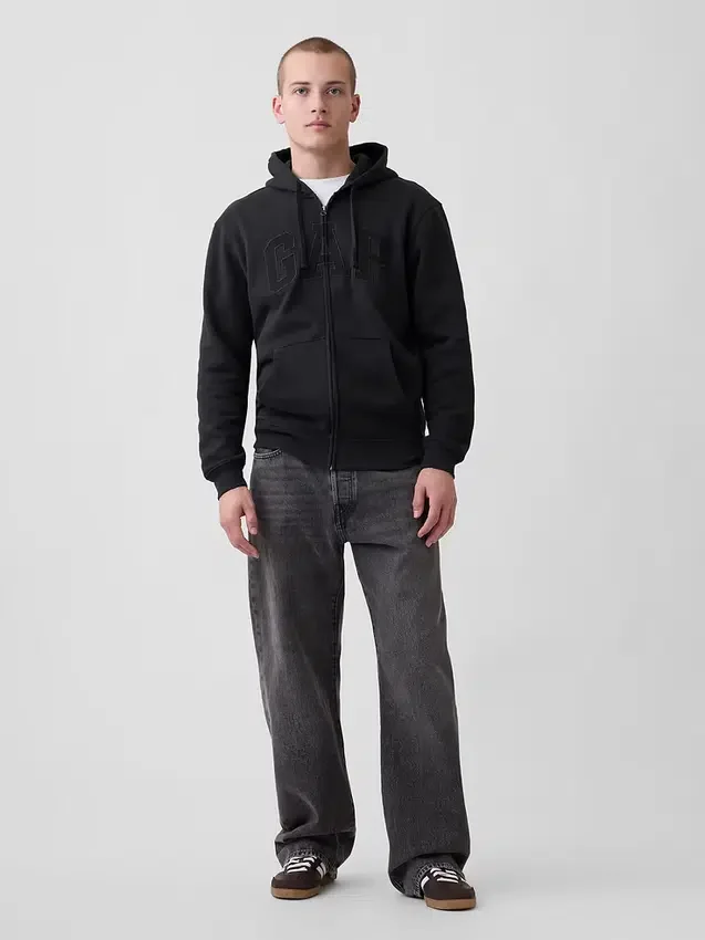 Hoodie mit Reißverschluss und „Vintagesoft Arch Logo“ für Erwachsene