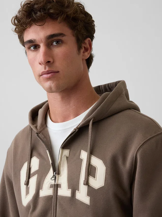 Hoodie mit Reißverschluss und „Vintagesoft Arch Logo“ für Erwachsene