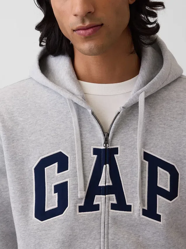 Hoodie mit Reißverschluss und „Vintagesoft Arch Logo“ für Erwachsene