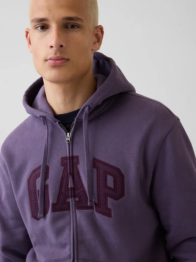 Hoodie mit Reißverschluss und „Vintagesoft Arch Logo“ für Erwachsene