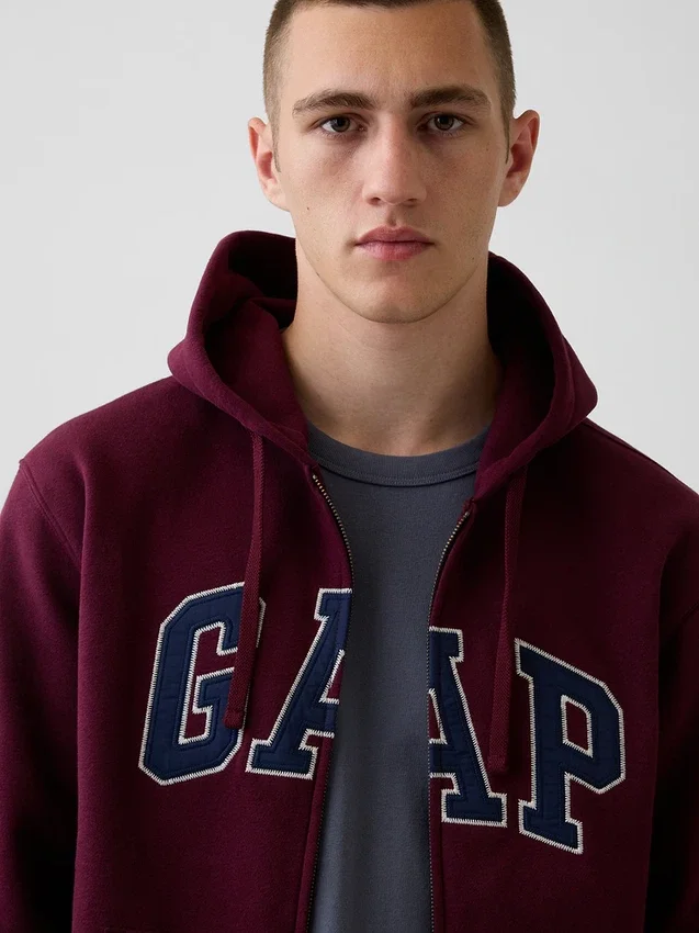 Hoodie mit Reißverschluss und „Vintagesoft Arch Logo“ für Erwachsene