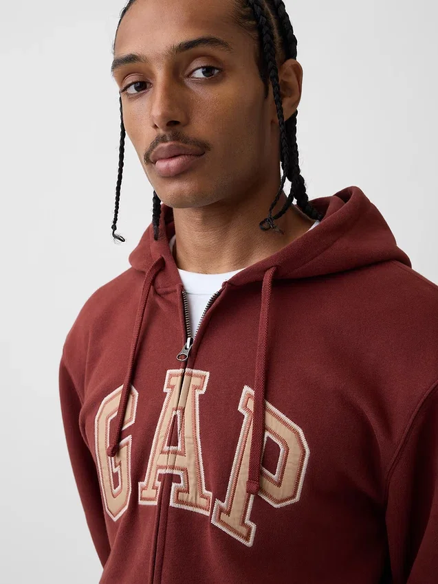 Hoodie mit Reißverschluss und „Vintagesoft Arch Logo“ für Erwachsene