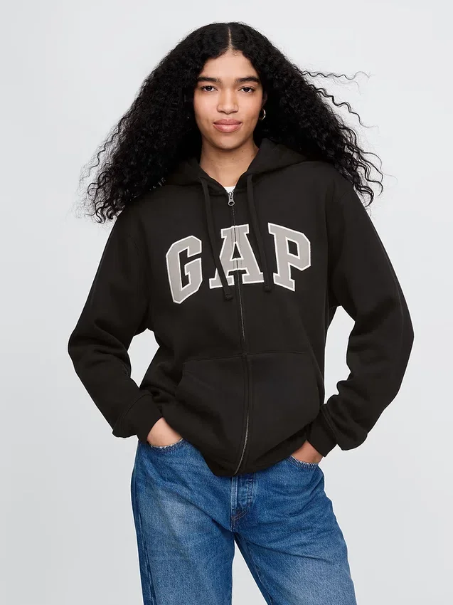 Hoodie mit Reißverschluss und „Vintagesoft Arch Logo“ für Erwachsene
