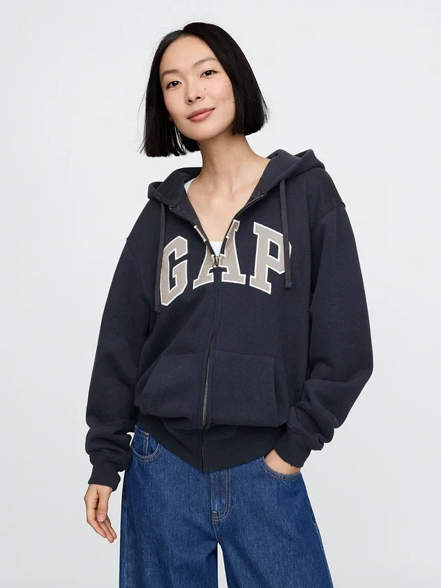 Hoodie mit Reißverschluss und „Vintagesoft Arch Logo“ für Erwachsene