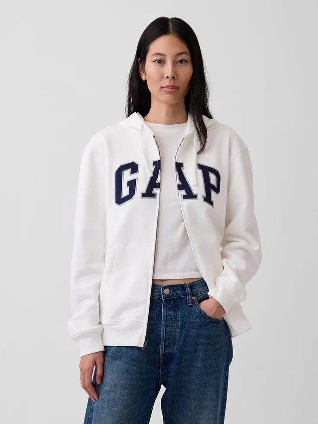 Hoodie mit Reißverschluss und „Vintagesoft Arch Logo“ für Erwachsene