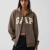 Hoodie mit Reißverschluss und „Vintagesoft Arch Logo“ für Erwachsene