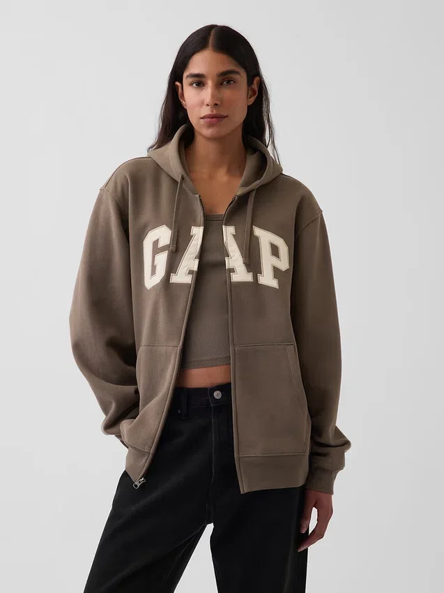 Hoodie mit Reißverschluss und „Vintagesoft Arch Logo“ für Erwachsene