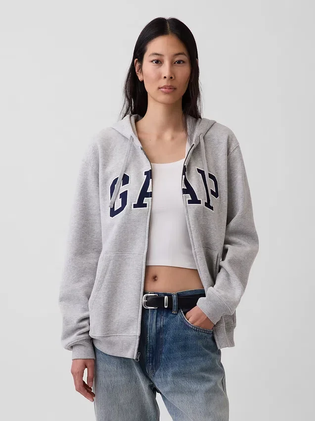Hoodie mit Reißverschluss und „Vintagesoft Arch Logo“ für Erwachsene