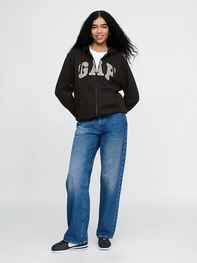 Hoodie mit Reißverschluss und „Vintagesoft Arch Logo“ für Erwachsene