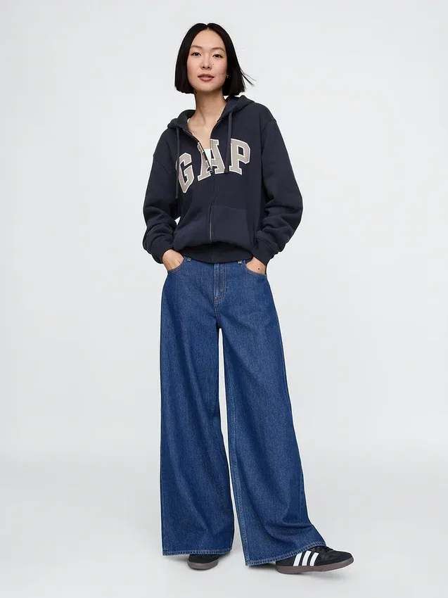 Hoodie mit Reißverschluss und „Vintagesoft Arch Logo“ für Erwachsene