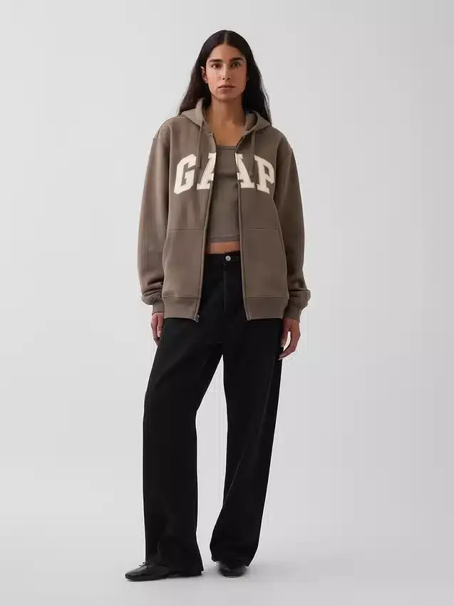 Hoodie mit Reißverschluss und „Vintagesoft Arch Logo“ für Erwachsene