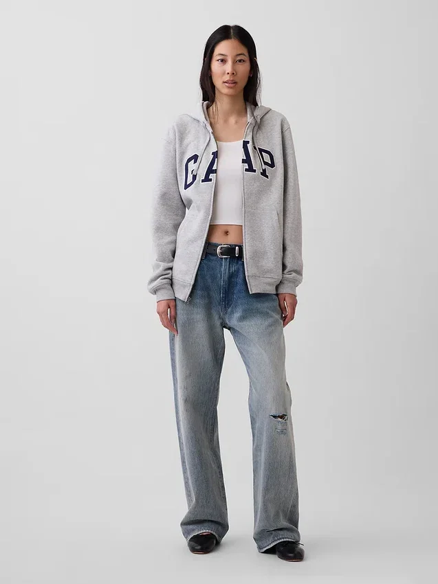 Hoodie mit Reißverschluss und „Vintagesoft Arch Logo“ für Erwachsene