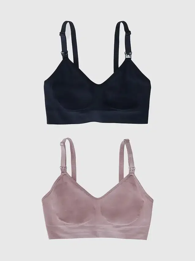 Ingrid and Isabel Basics Nahtloser 2-in-1-Still- und Abpumph-BH für Umstandsmode, 2er-Pack