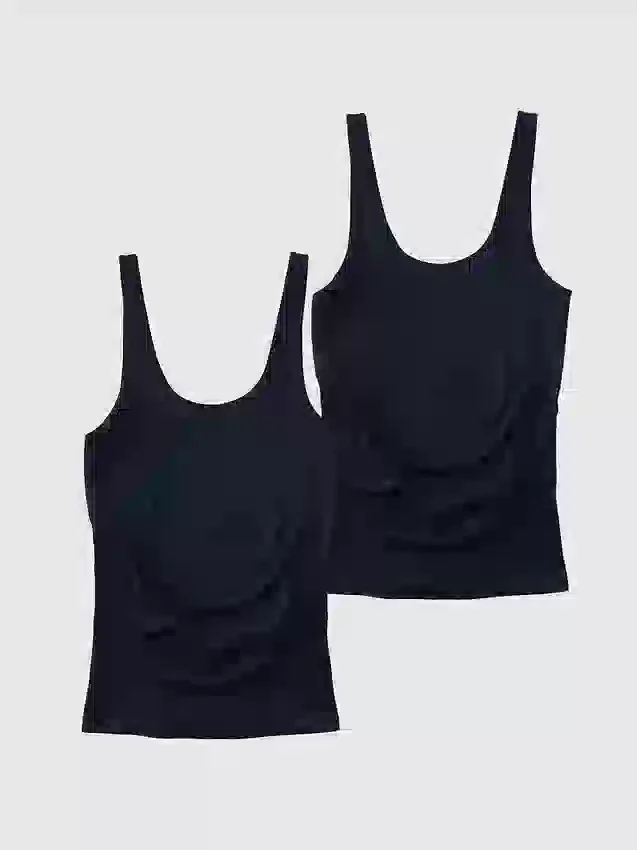 Ingrid and Isabel Basics Nahtloses Top für Umstandsmode mit Bauchstütze, 2er-Pack