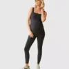 Ingrid und Isabel – der lange schwarze Active-Unitard-Jumpsuit in Umstandsmode