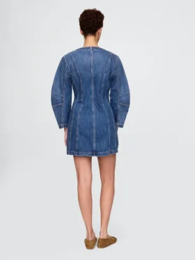 Jeans-Minikleid mit Barrel-Ärmeln