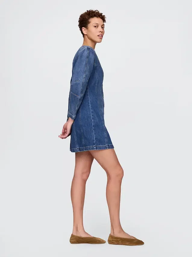 Jeans-Minikleid mit Barrel-Ärmeln