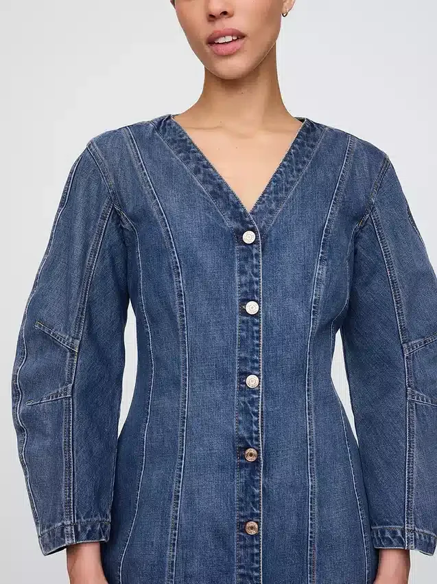 Jeans-Minikleid mit Barrel-Ärmeln