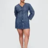 Jeans-Minikleid mit Barrel-Ärmeln
