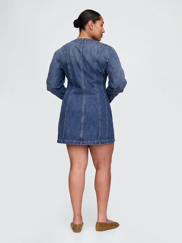 Jeans-Minikleid mit Barrel-Ärmeln