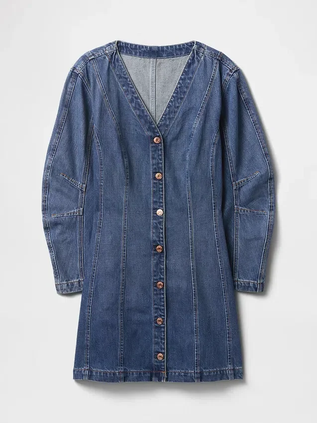 Jeans-Minikleid mit Barrel-Ärmeln