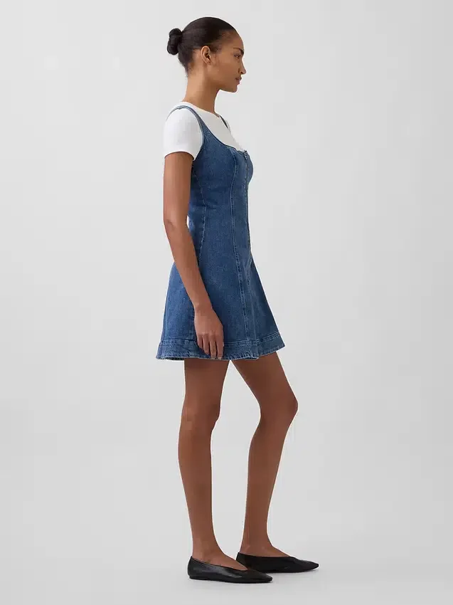 Jeans-Minikleid mit Reißverschluss vorne