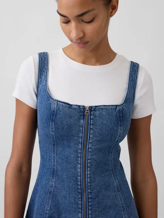 Jeans-Minikleid mit Reißverschluss vorne