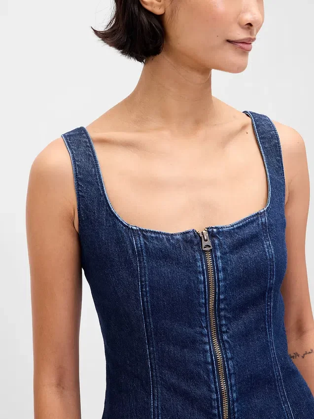 Jeans-Minikleid mit Reißverschluss vorne
