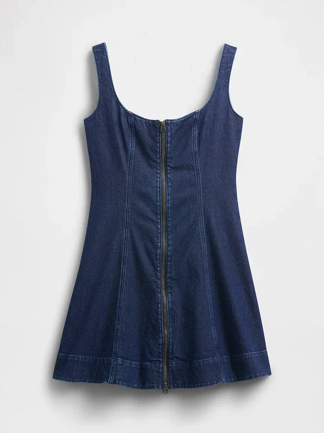 Jeans-Minikleid mit Reißverschluss vorne