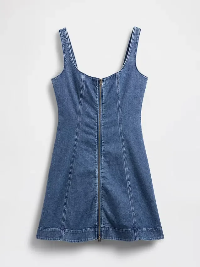 Jeans-Minikleid mit Reißverschluss vorne