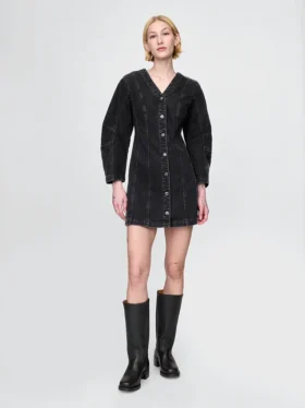 Jeans-Minikleid mit Trompetenärmeln