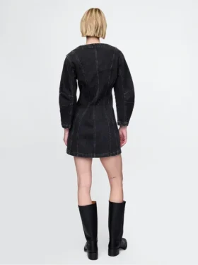 Jeans-Minikleid mit Trompetenärmeln