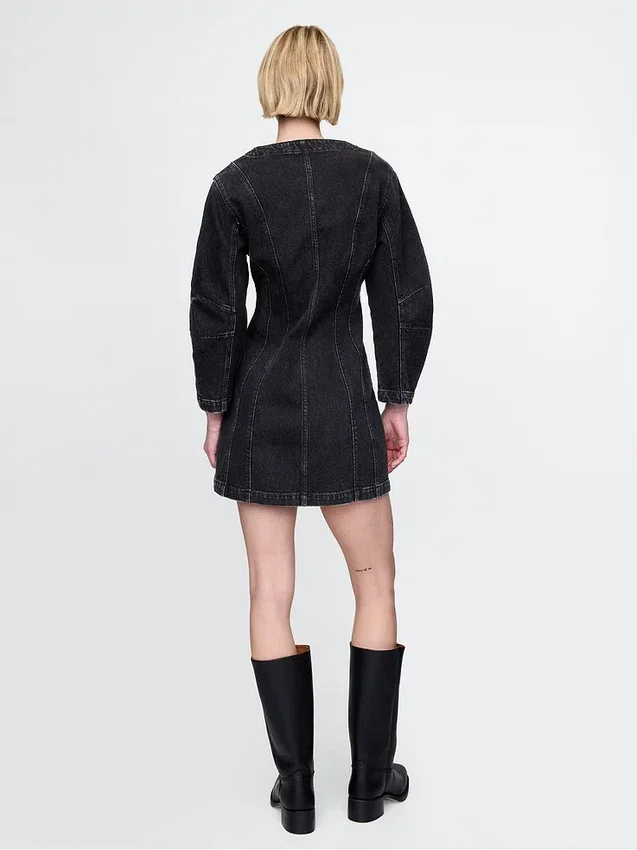 Jeans-Minikleid mit Trompetenärmeln