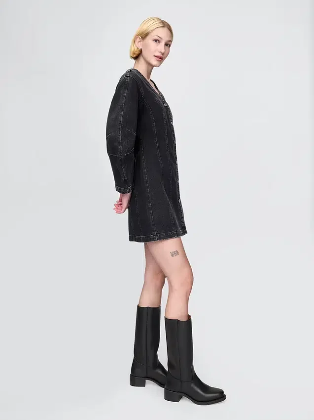 Jeans-Minikleid mit Trompetenärmeln