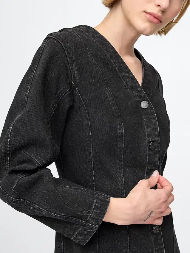 Jeans-Minikleid mit Trompetenärmeln